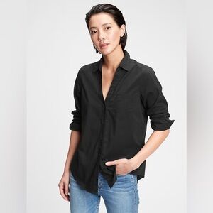 GAP Women’s Perfect Shirt Long Sleeve Cotton Button Down True Black Size XS NWT